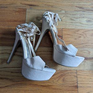 Liliana Light Pink Platform Heels, Size 11